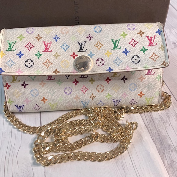 ๐๐๐ค๐Luis Vuitton monogram multicolor Portefeuille Sarah wallet cros bodybag - Picture 6 of 9